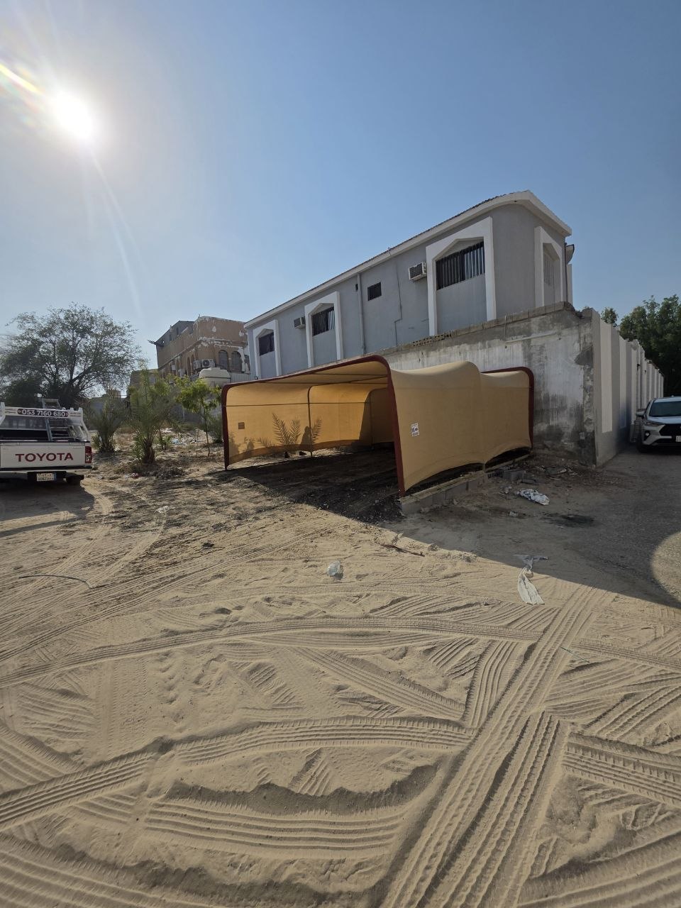 Galvanized Steel Canopies with PVC Coated Fabric for Complete Sun Protection in Dammam
